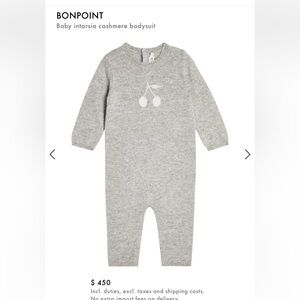 Bonpoint Cashmere Grey Onesie 3M